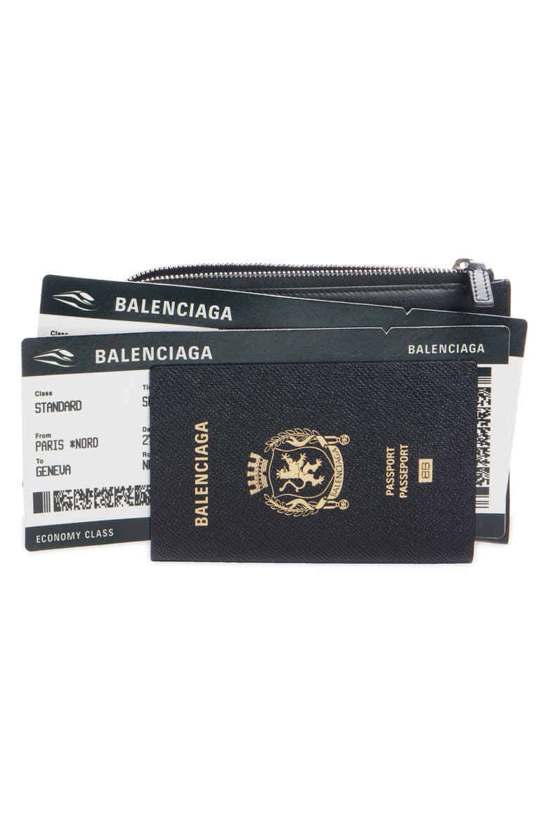 Passport Leather Phone Case, Alternate, color, BLACK