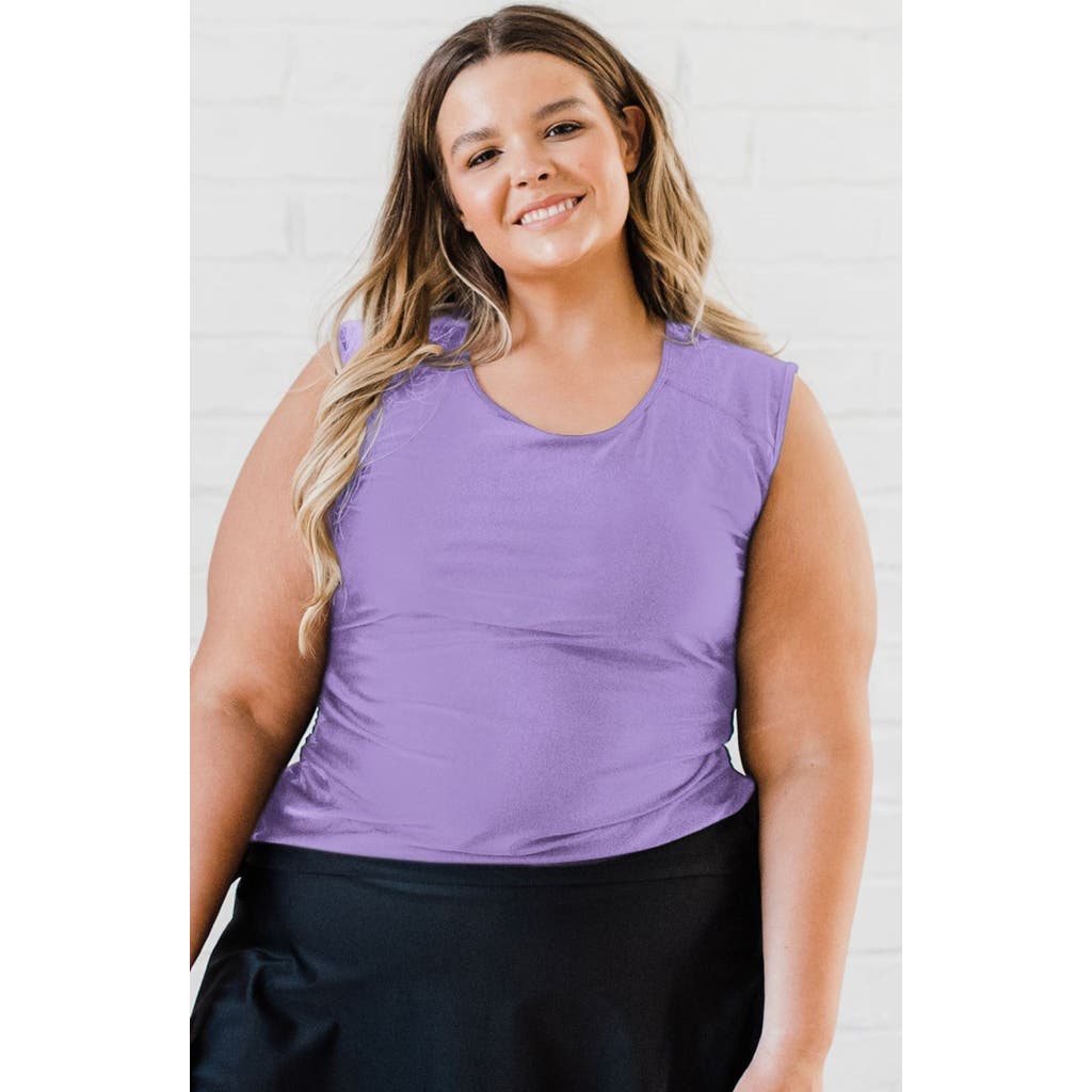 Calypsa Plus Size Closed Back Maya Swim Top In Animal Print