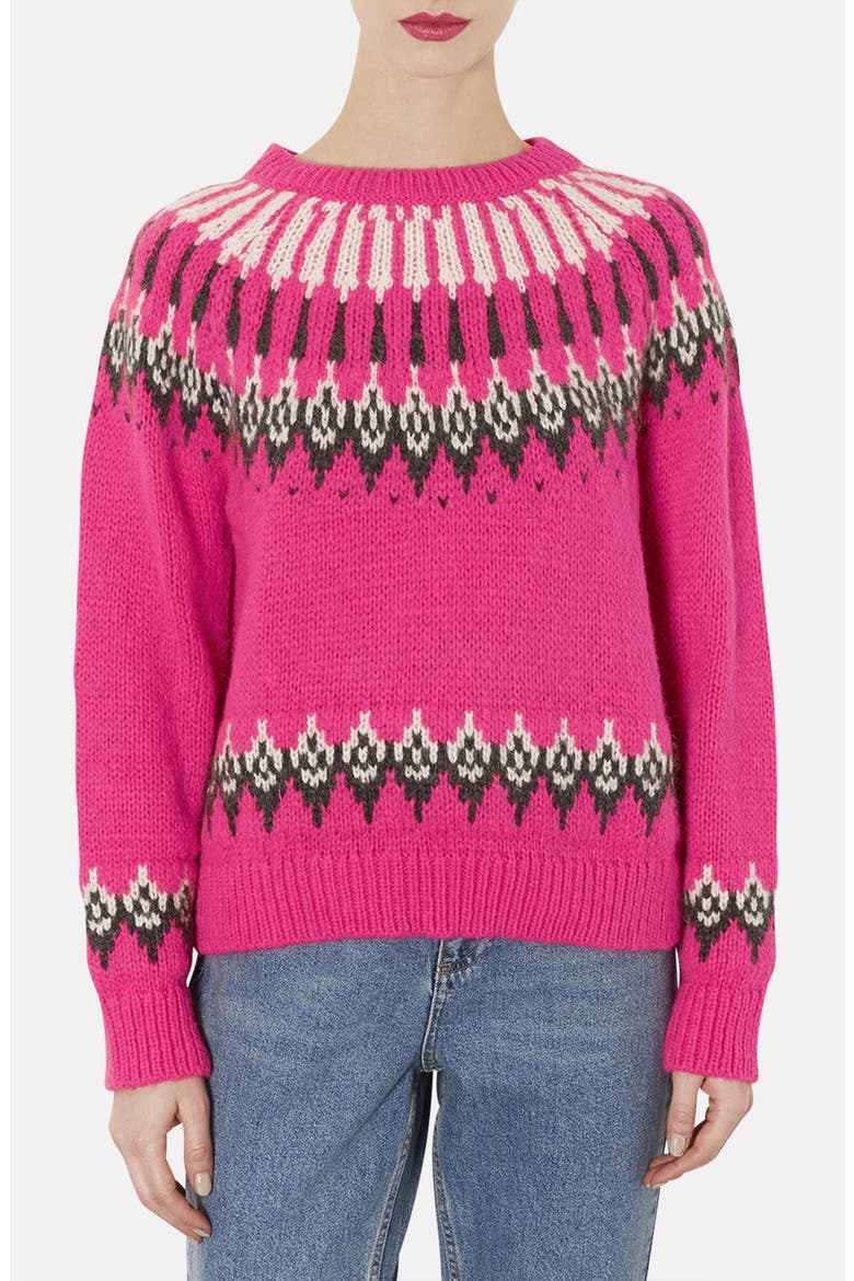 Peacock Fair Isle Knit Sweater, Main, color, PINK
