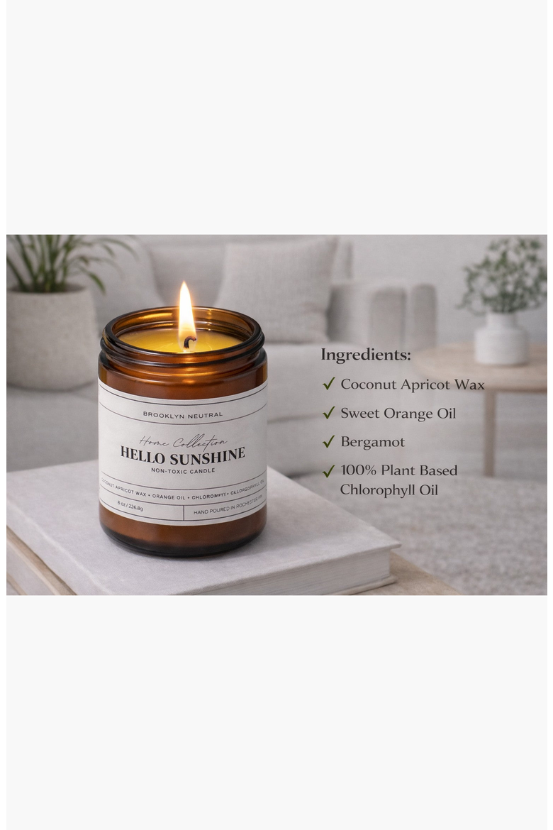 Hello Sunshine Citrus Luxury Non-Toxic Candle, Alternate, color, None