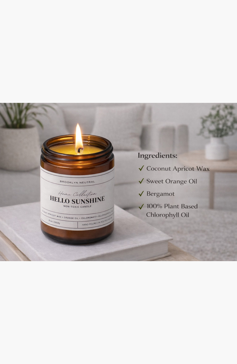 BROOKLYN NEUTRAL Hello Sunshine Scented Candle, Alternate, color, NO COLOR