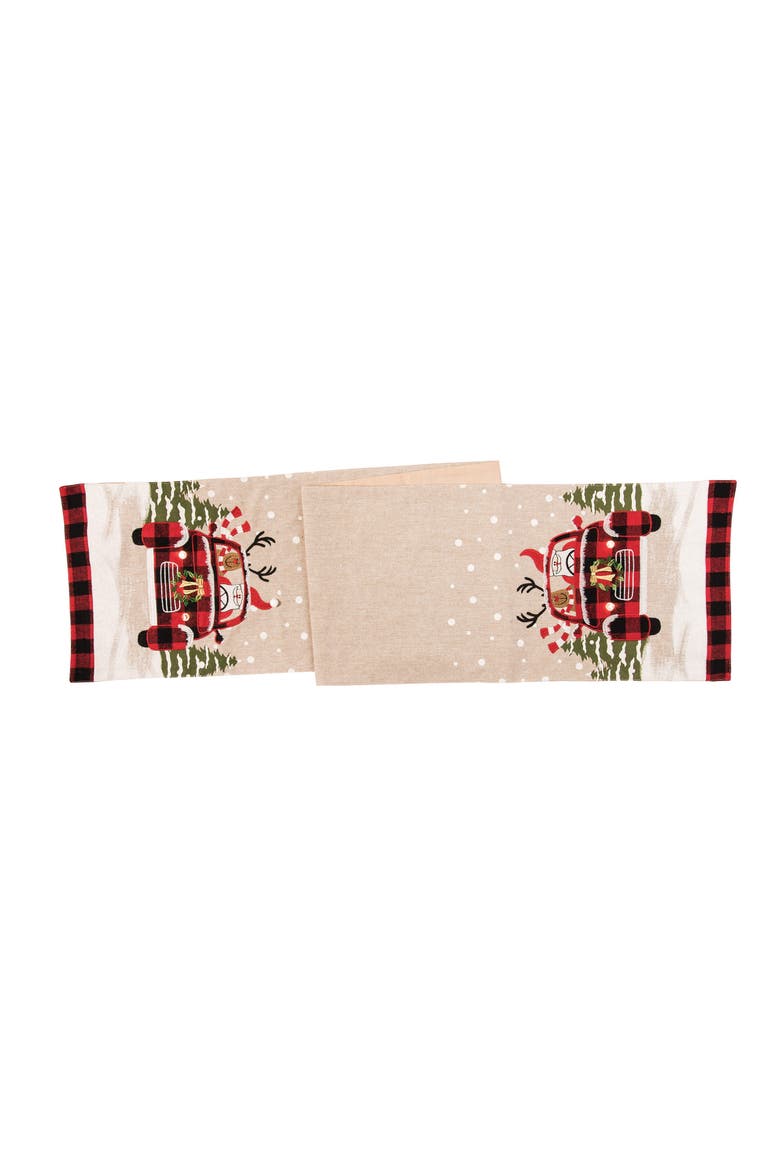 Christmas Road Trip Friends Table Runner 13.5" x 72", Main, color, Brown