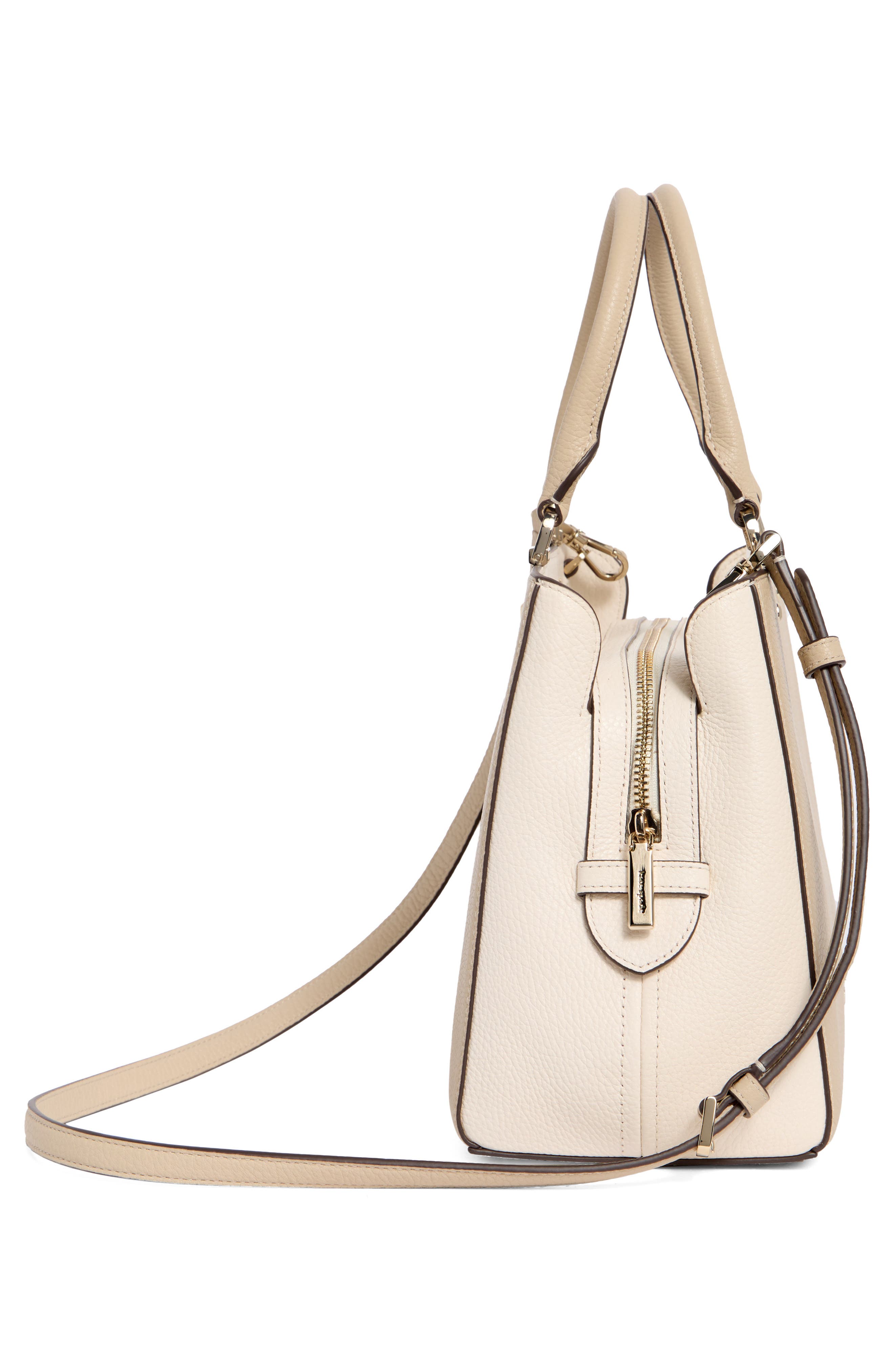 Leila Colorblock Pebbled Leather Satchel, Alternate, color, LIGHT SAND MULTI