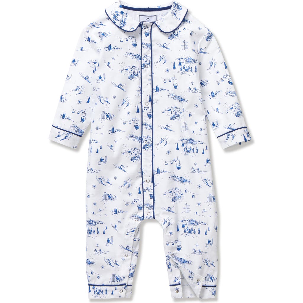 Petite Plume Cambridge One-piece Brushed Twill Pajamas In Animal Print