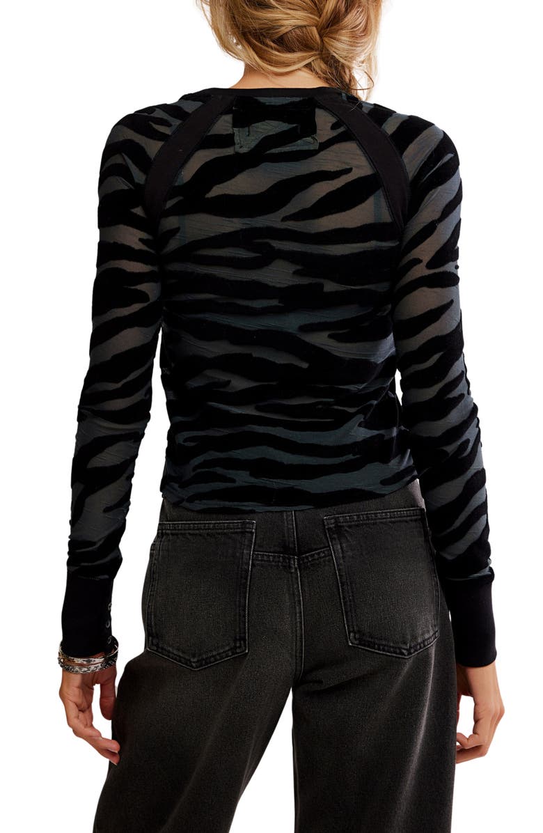 Free People So Lush Burnout Velvet Top, Alternate, color, Black Combo