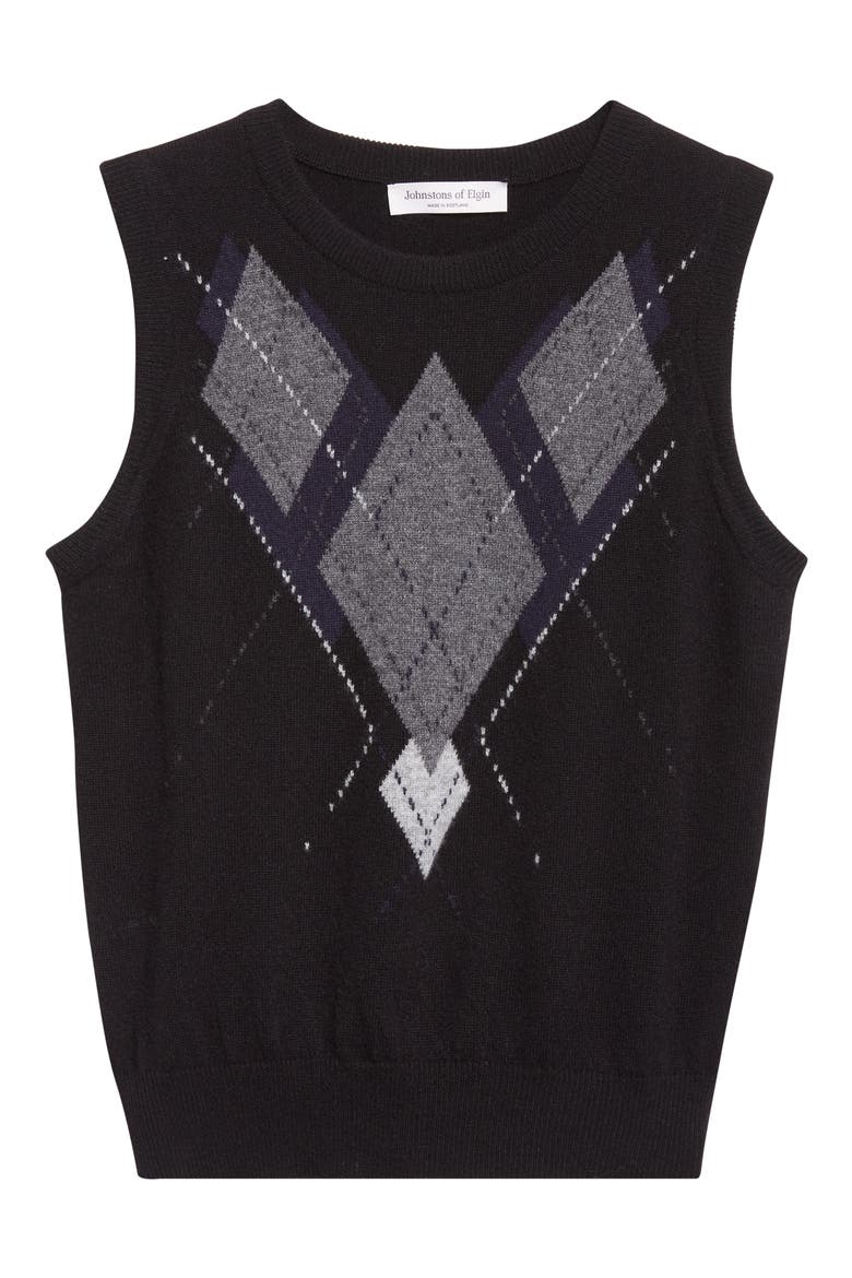 Le Jabots Cashmere Sweater Vest, Alternate, color, BLACK COLOURWAY