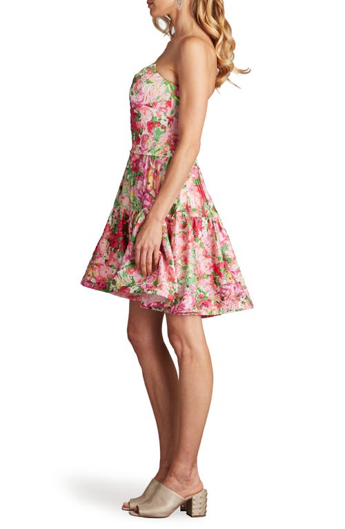 Sho By Tadashi Shoji Floral Print Ruffle Strapless Dress In Pink/floral