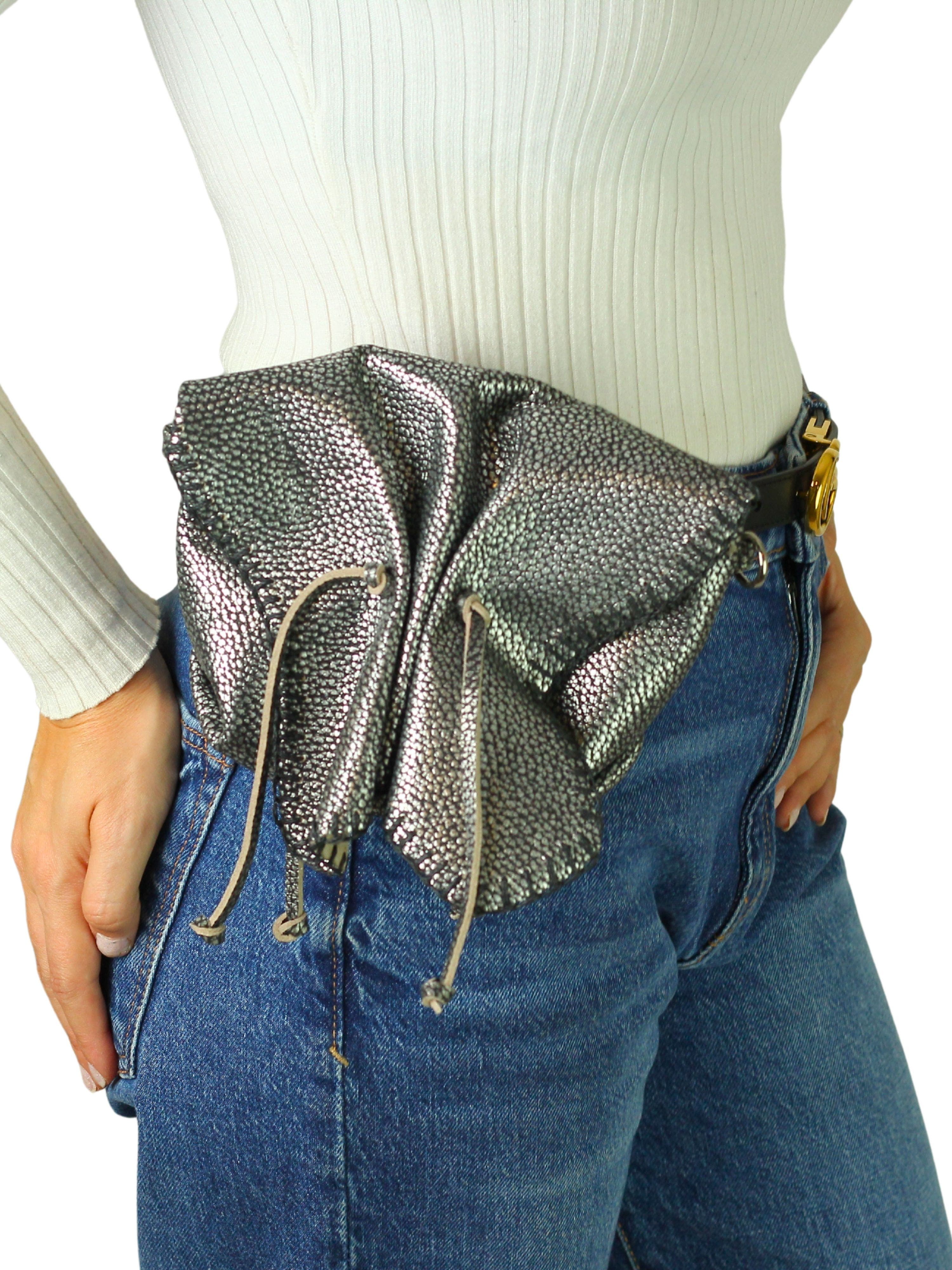 Carlos Falchi Mini Butterfly Tog Grain Leather Bag, Alternate, color, Roman Chrome