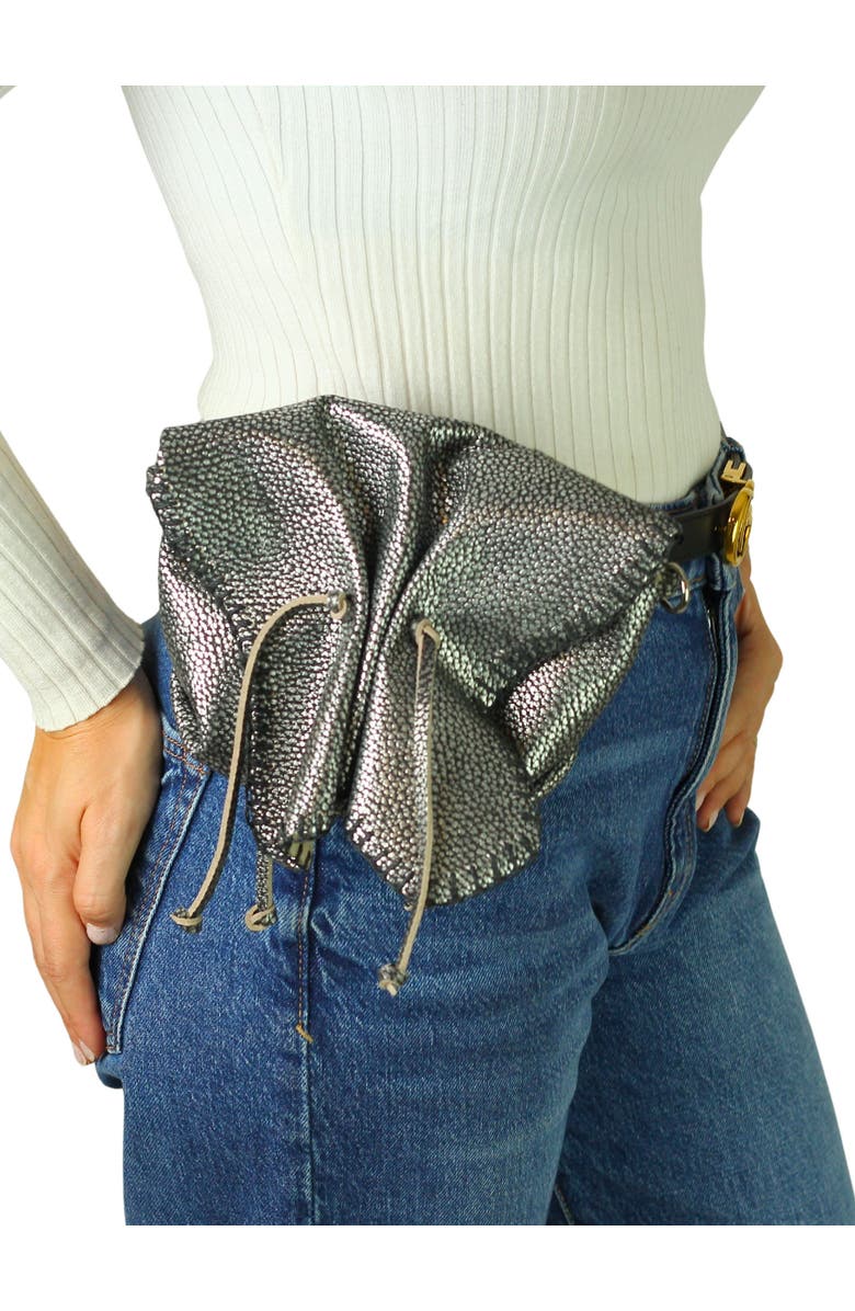 Carlos Falchi Mini Butterfly Lambskin Convertible Crossbody Bag, Alternate, color, Roman Chrome