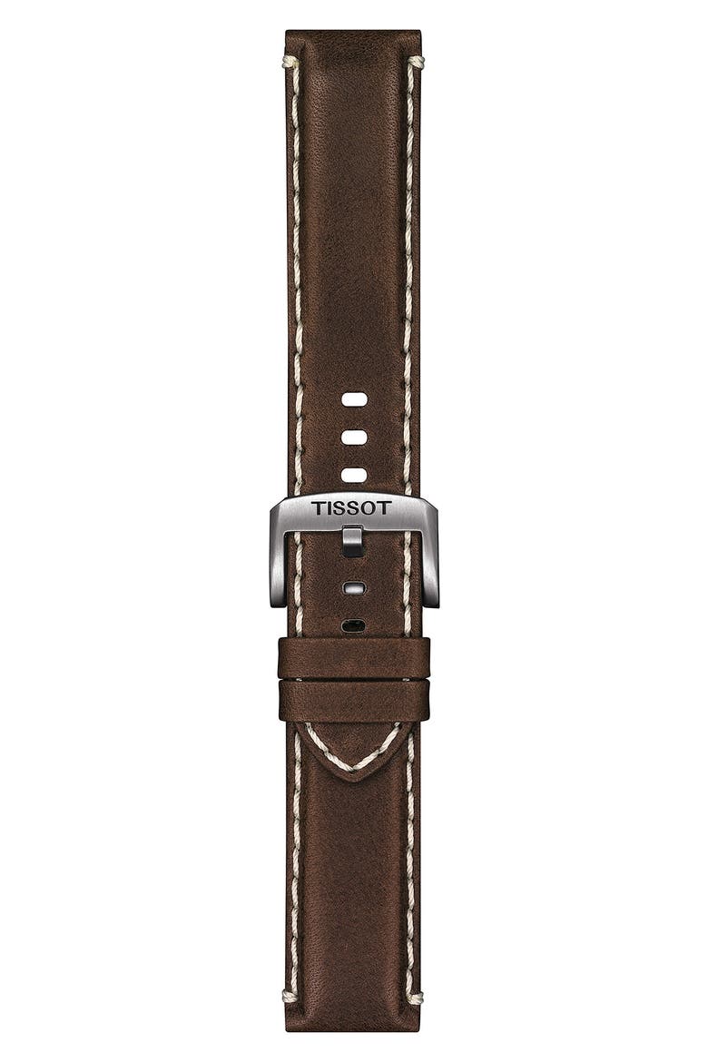 Supersport Chronograph Leather Strap Watch, 45.5mm, Alternate, color, BROWN/ SILVER