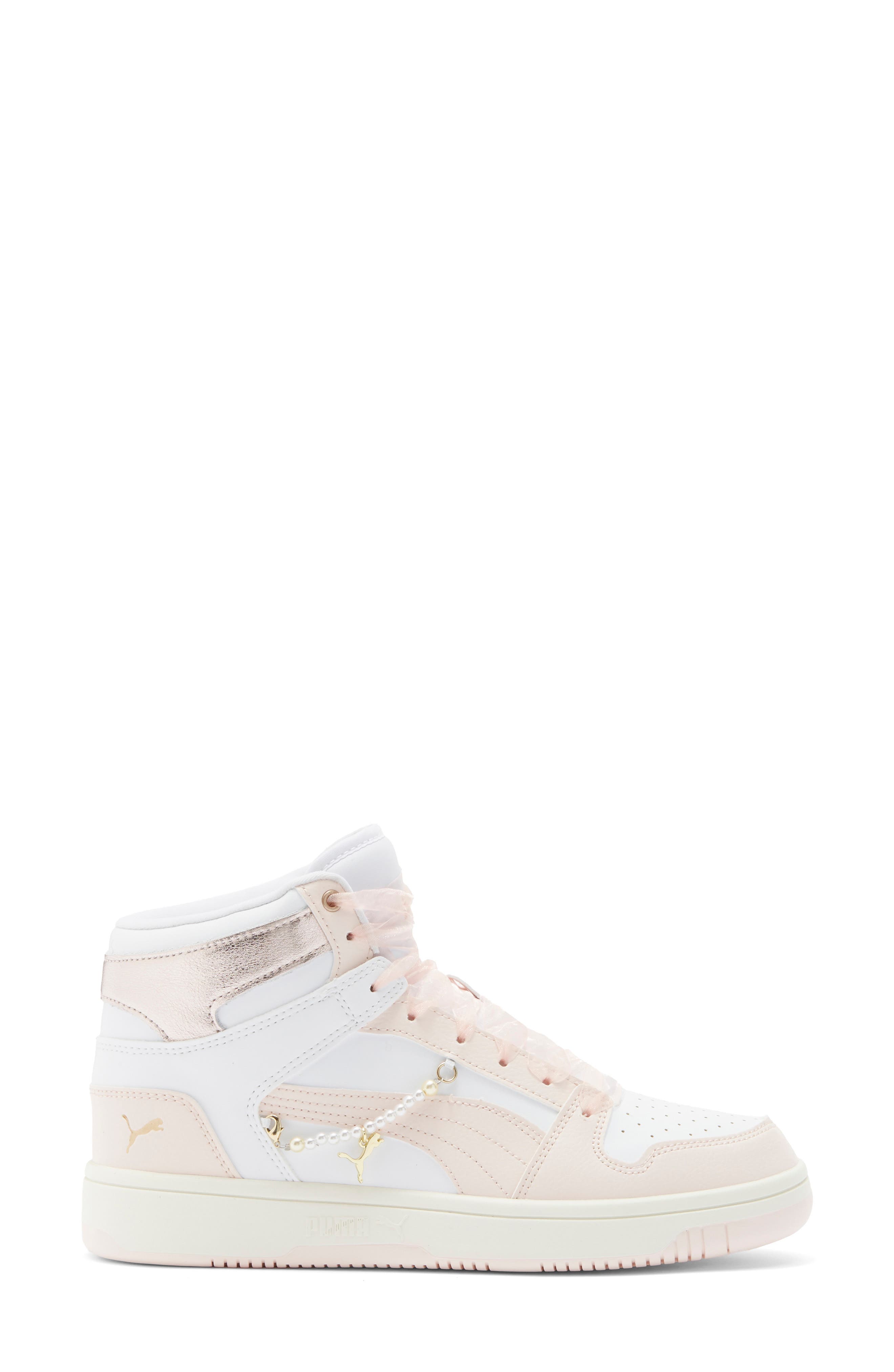 PUMA Rebound Layup High Top Sneaker, Alternate, color, Puma White/ Jasmine / Gold