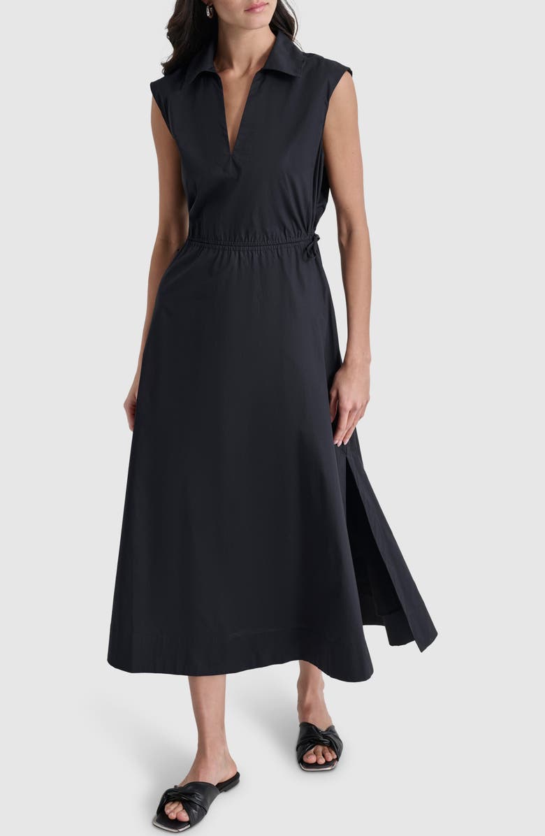 DKNY Jeans Cutout Back Cotton Poplin Maxi Dress, Alternate, color, Black