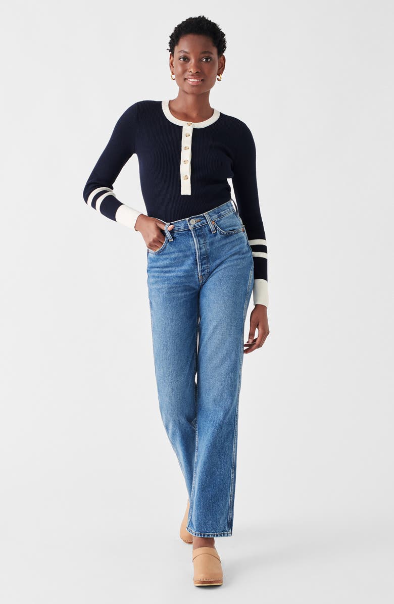 Faherty Mikki Organic Cotton & Cashmere Henley Sweater, Alternate, color, Coastal Colorblock