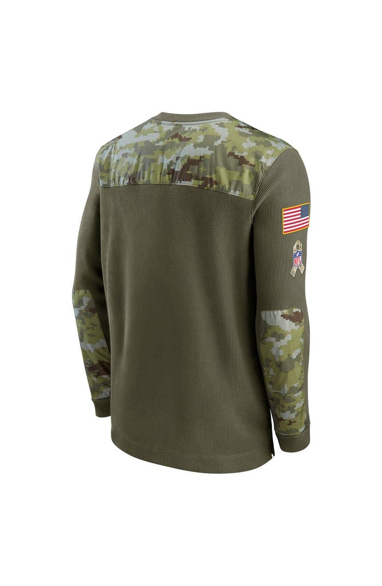 Nike Men's Nike Olive Seattle Seahawks 2021 Salute To Service Henley Long Sleeve Thermal Top, Alternate, color, 