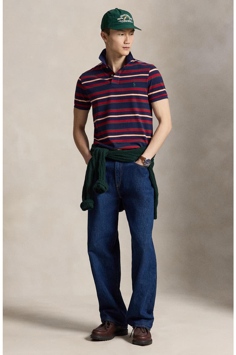 Classic Fit Stripe Cotton Piqué Polo, Alternate, color, NPT NVY ML