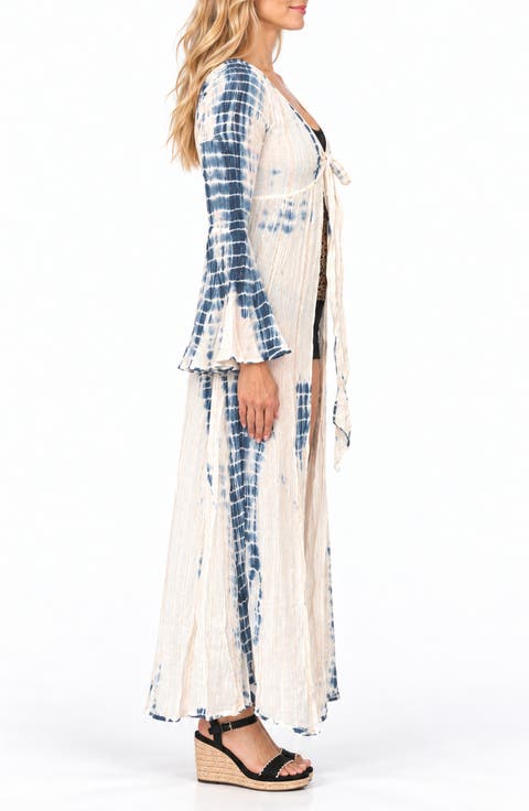 Tie Front Bell Sleeve Robe