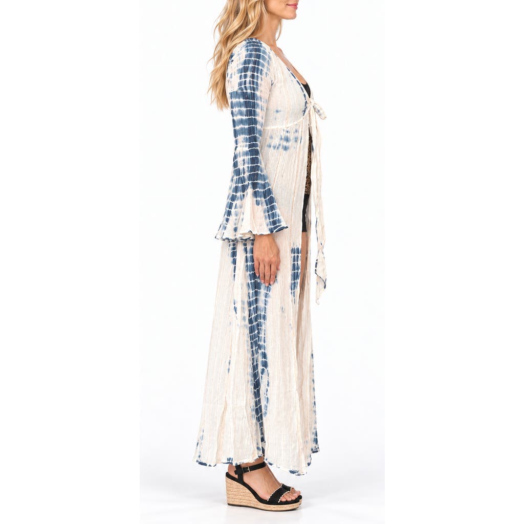 Ranee's Ranees Tie Front Bell Sleeve Robe In Neutral