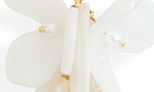 Nordstrom Rack Resin & Faux Pearl Cluster Drop Earrings In White- Gold