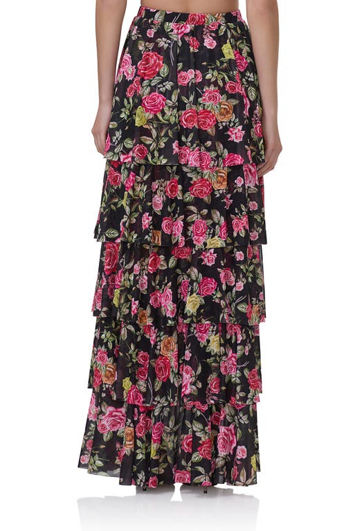 AFRM AFRM JACE FLORAL PRINT LAYERED RUFFLE MAXI SKIRT 