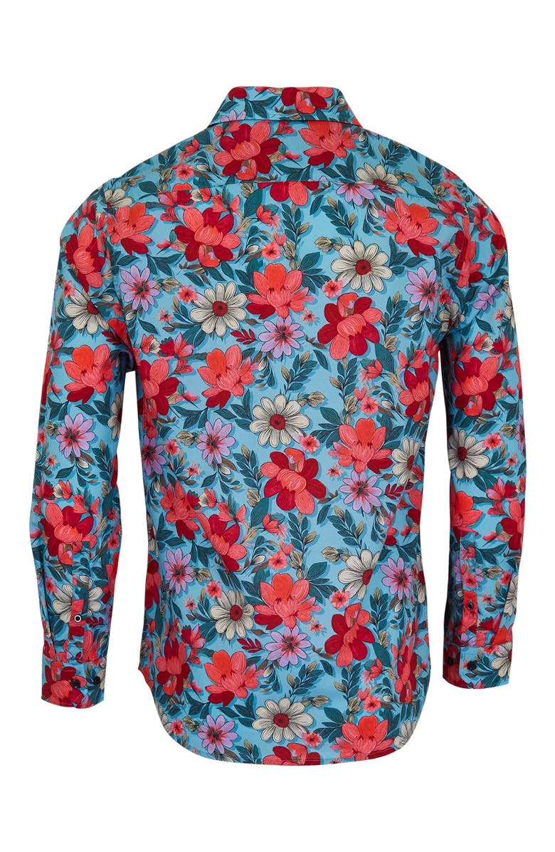 Lords of Harlech Nicoli Button-Up Shirt, Alternate, color, Catalan Floral Teal