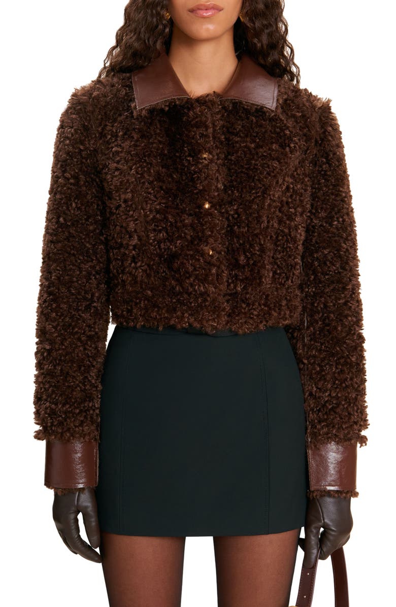 Cult Gaia Mercia Faux Fur & Faux Leather Jacket, Main, color, 