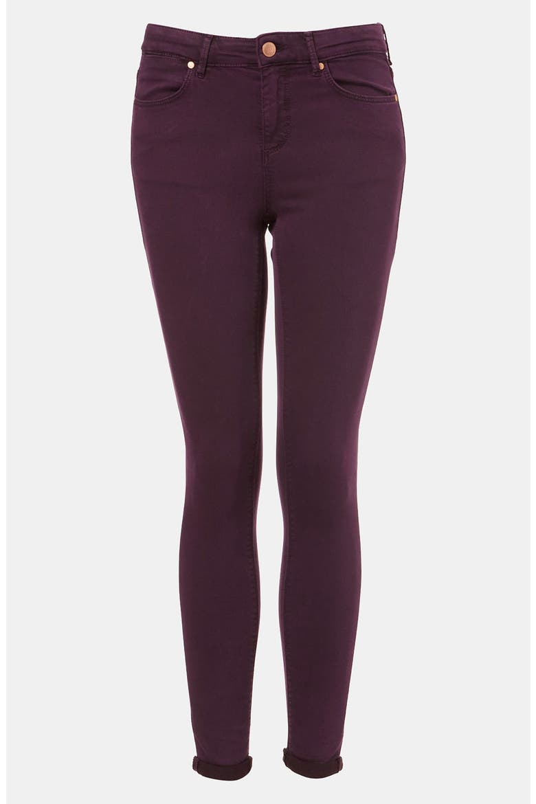 Moto 'Leigh' Skinny Jeans, Main, color, BORDEAUX