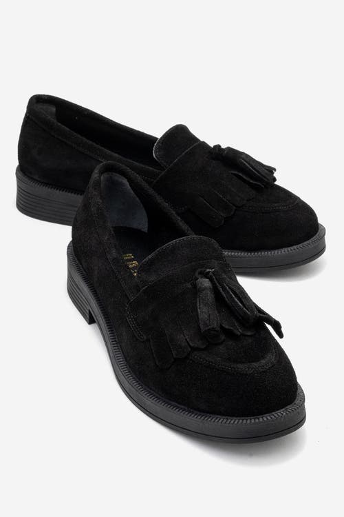 Forever & Always Shoes Milly Leather Tassel Loafer In Black