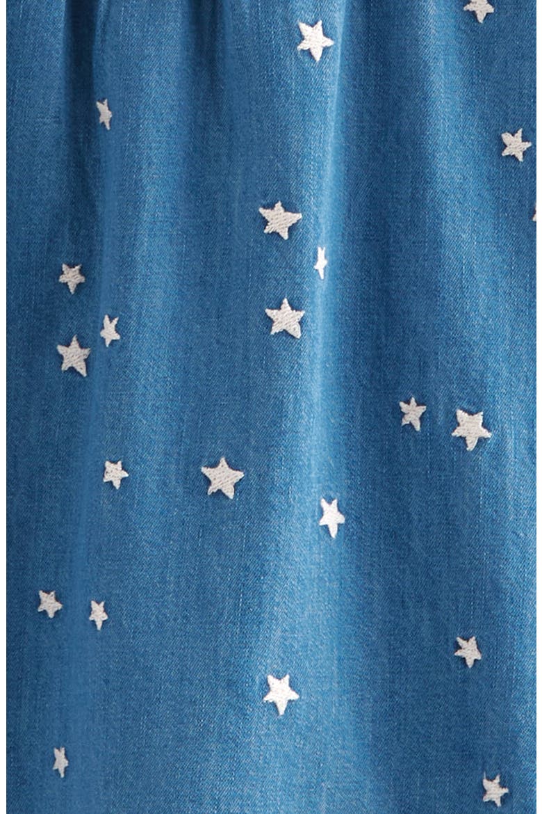 Star Embroidered Long Sleeve Denim Dress & Bloomers, Alternate, color, MID GEM WASH- STARS