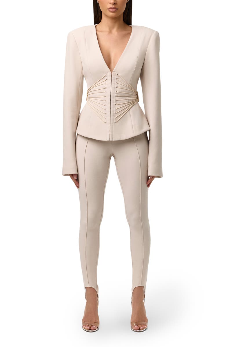 Naked Wardrobe Suiting Corset Blazer, Alternate, color, Melange Beige