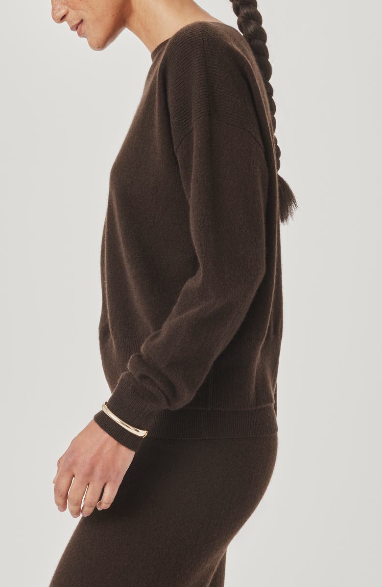 Splendid Tori Boatneck Crop Cashmere Sweater, Alternate, color, Soft Chocolate Brown
