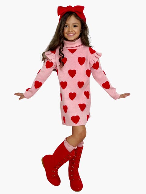 Kids' Warms My Heart Pink Turtleneck Sweater Dress (Toddler, Little Kid & Big Kid)