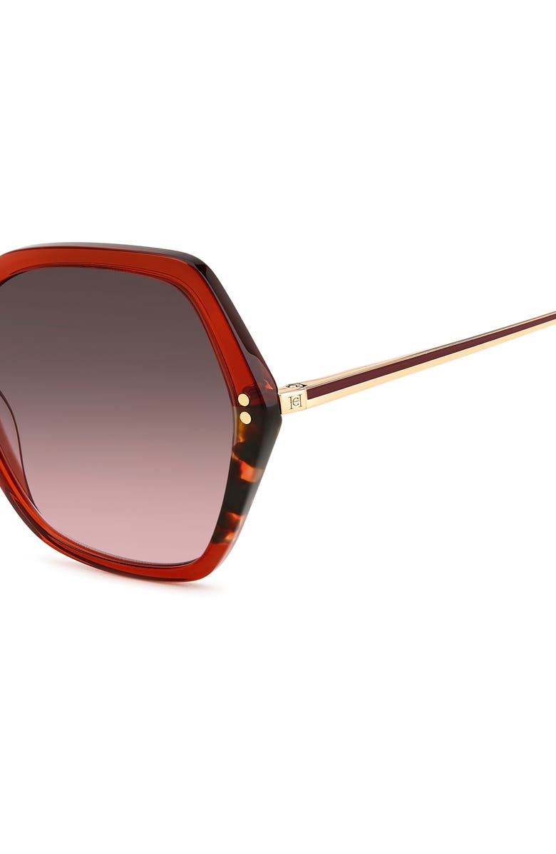 Carolina Herrera 55mm Gradient Geometric Sunglasses, Alternate, color, Burgundy Havana