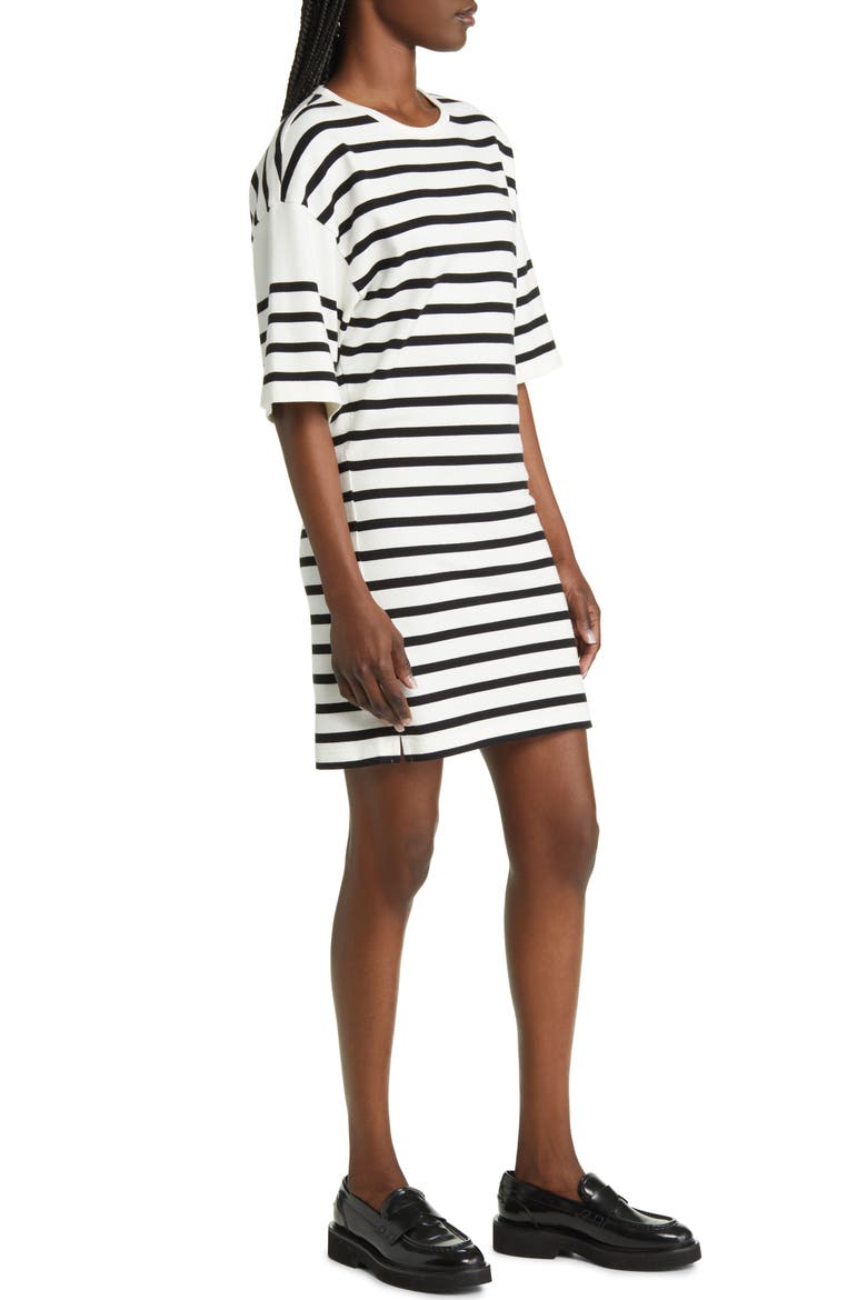 Slouchy Stripe Organic Cotton T-Shirt Dress, Alternate, color, NOIR MULTI