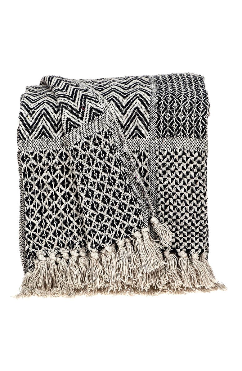 PARKLAND COLLECTION Shelly Transitional Beige 52" x 67" Woven Handloom Throw, Alternate, color, Beige