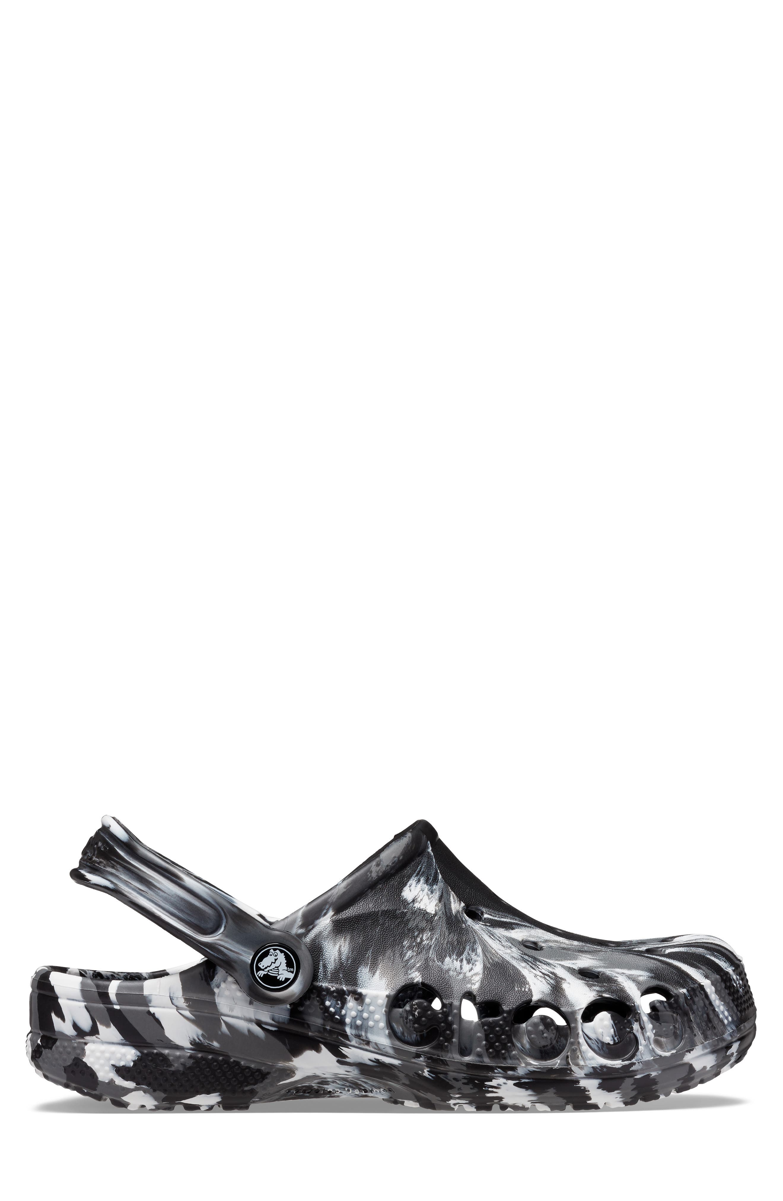 CROCS Gender Inclusive Baya Marbled Clog, Alternate, color, Black/ White