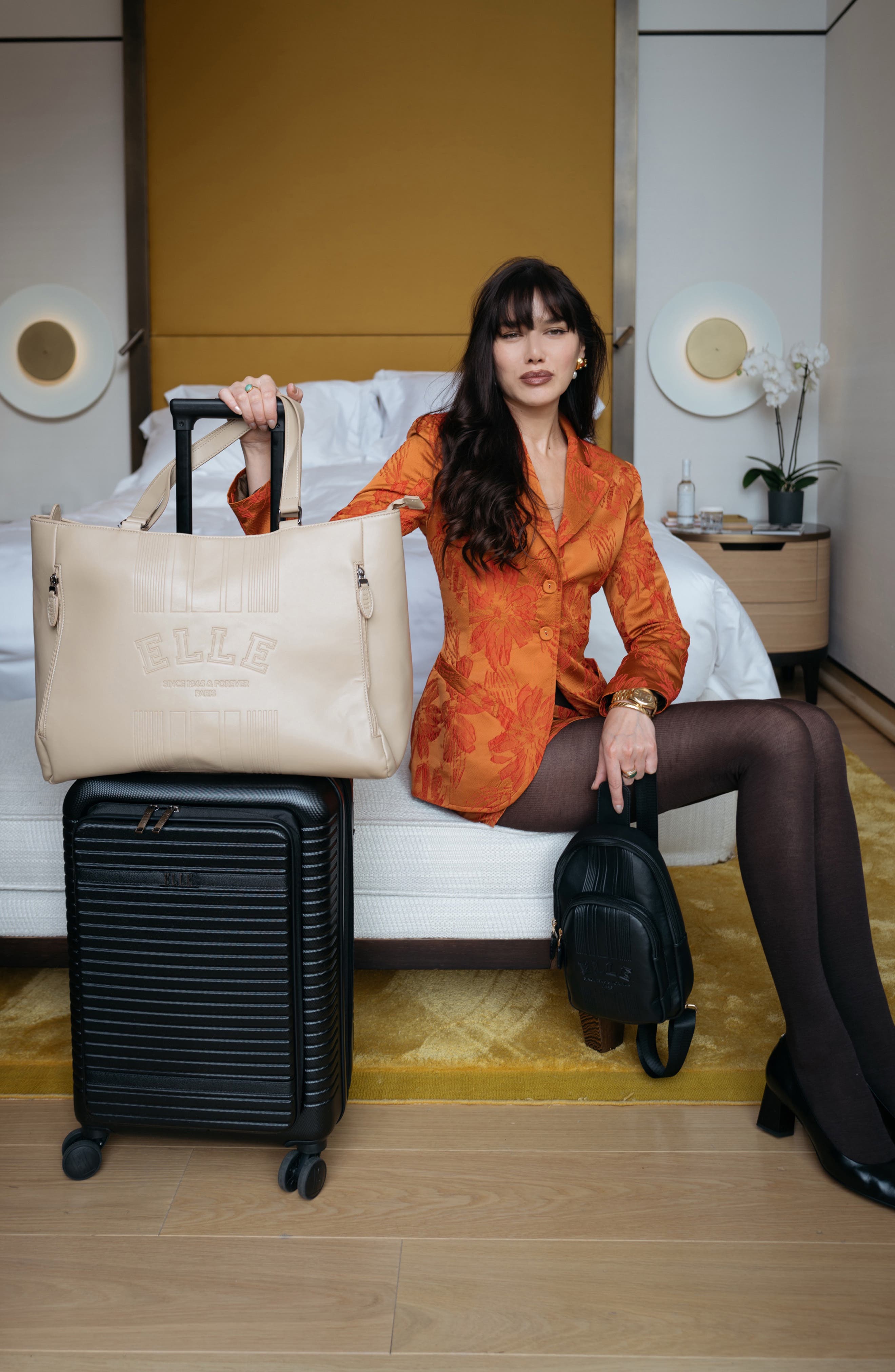 ELLE Roamer 24L Vegan Leather Weekender Duffel Bag, Alternate, color, Nude