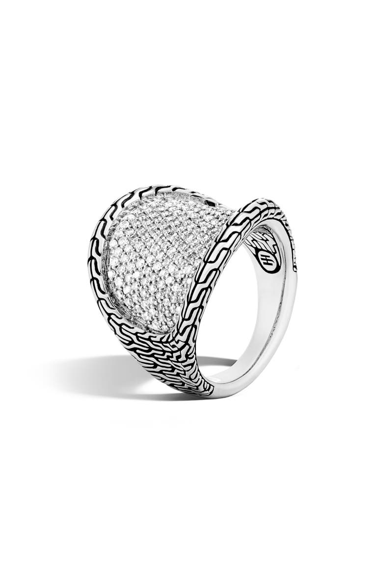 John Hardy Classic Chain Pavé Diamond Saddle Ring, Alternate, color, 