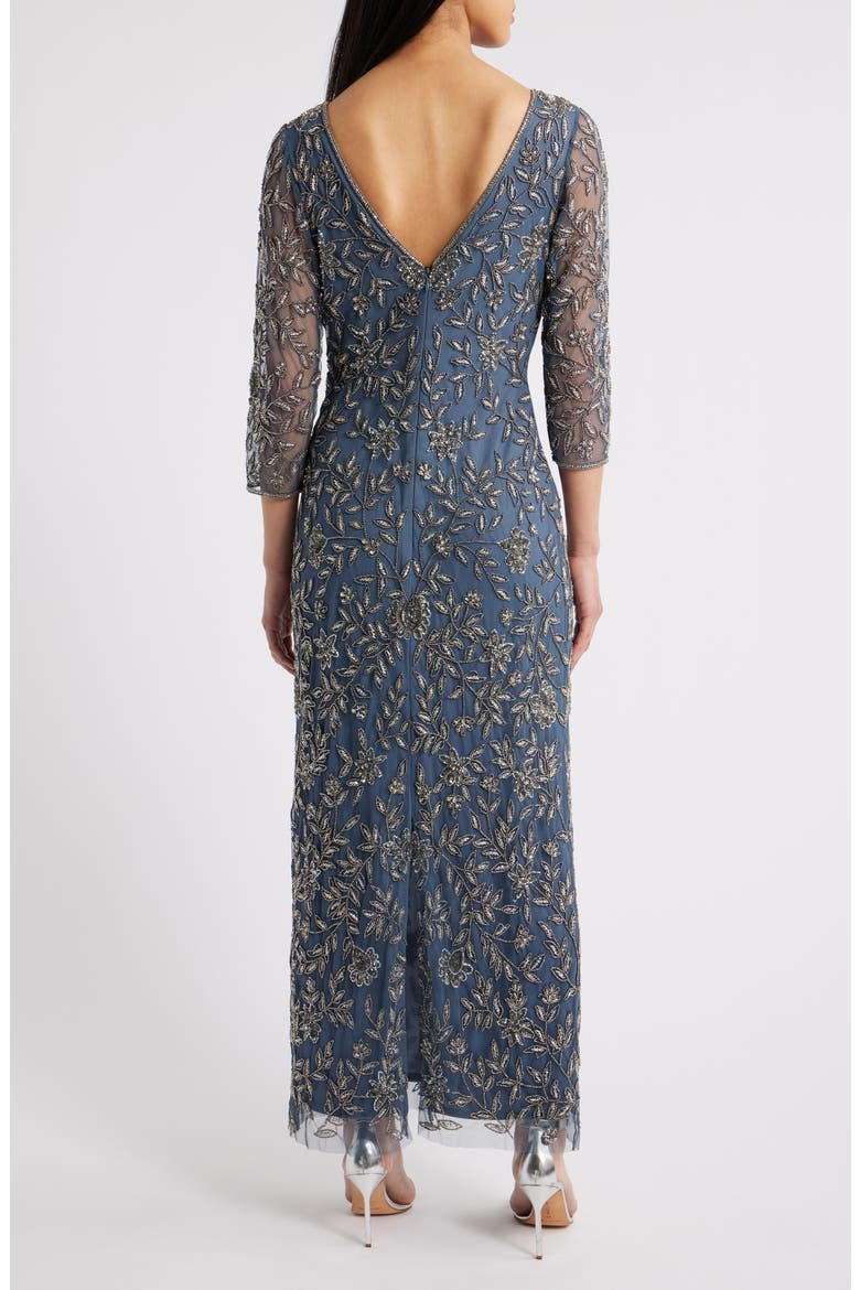 Floral Beaded Sheath Gown, Alternate, color, GREY