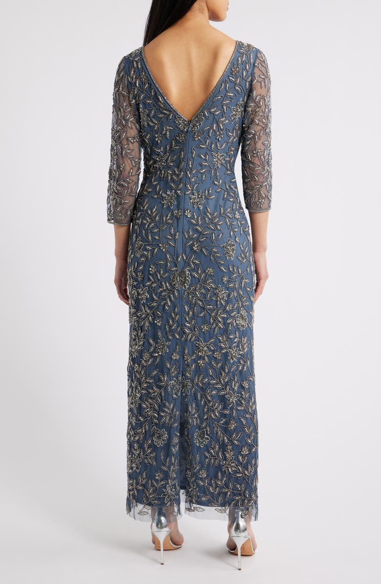 Pisarro Nights Floral Beaded Sheath Gown, Alternate, color, Grey