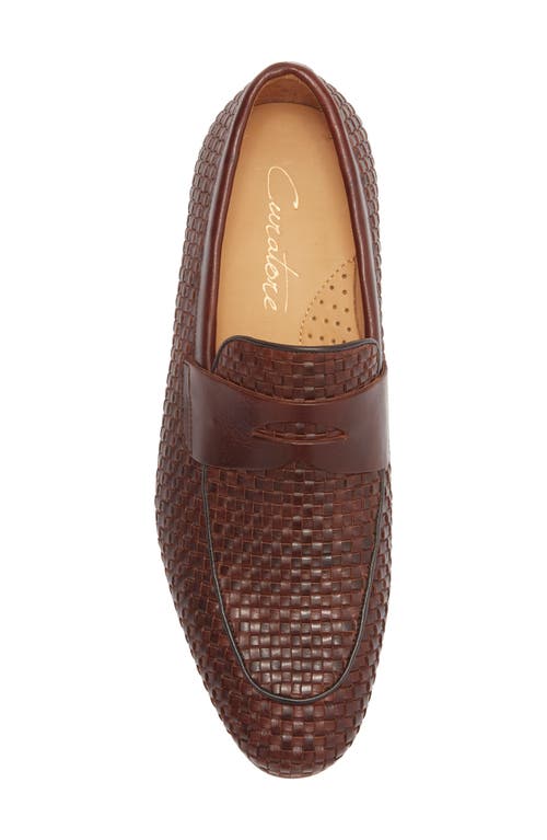 Curatore Bodeo Woven Leather Penny Loafer In Brown