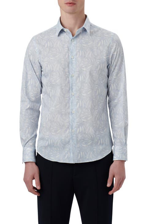 Julian Shaped Fit Floral Stretch Cotton Button-Up Shirt