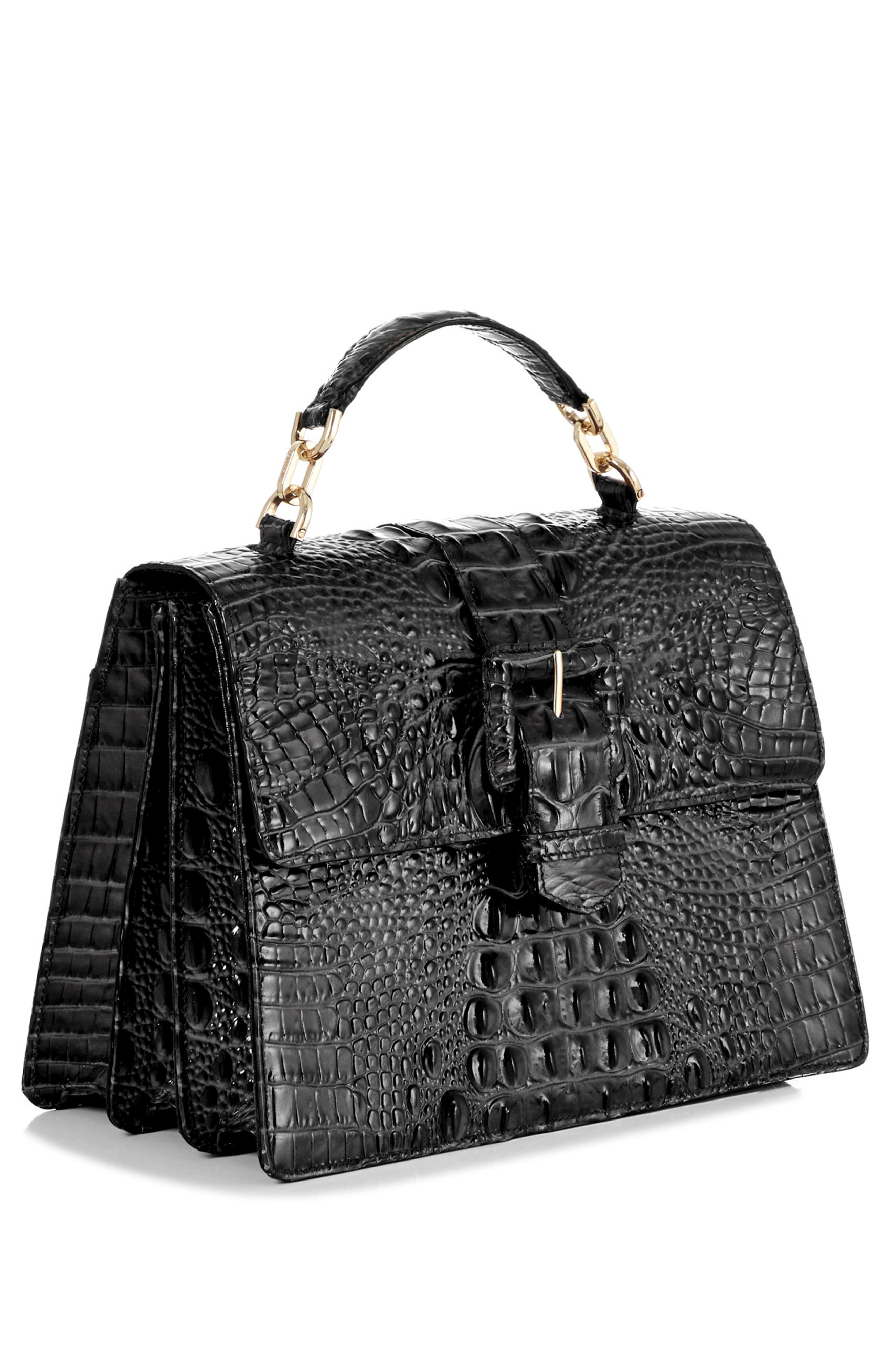 Brahmin Hallie Croc Embossed Top Handle Bag, Alternate, color, 