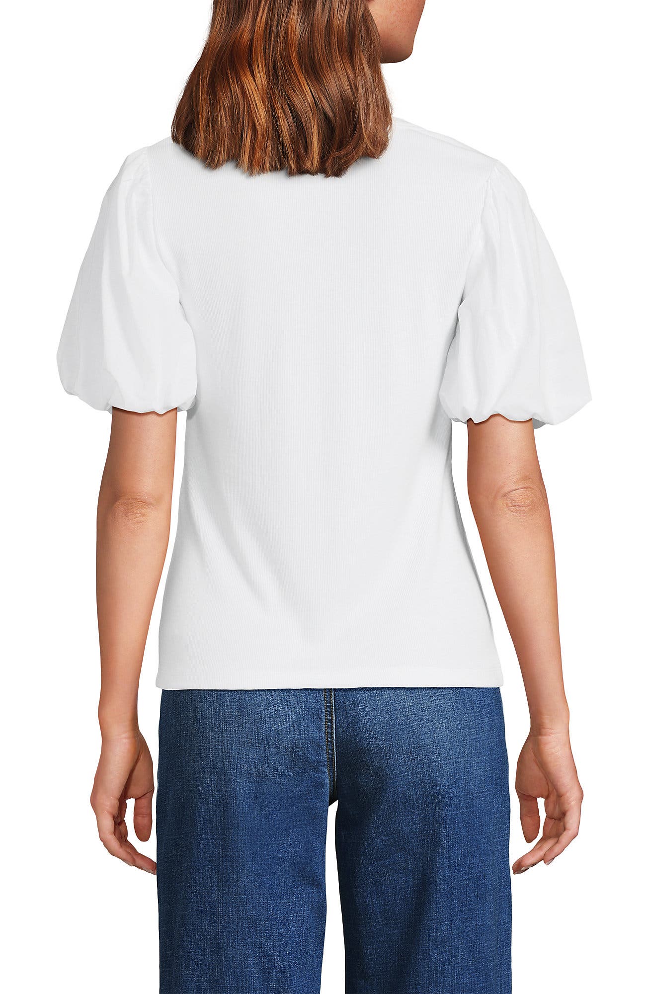 Drapey Rib Puff Sleeve Scoop Neck Top - image 4