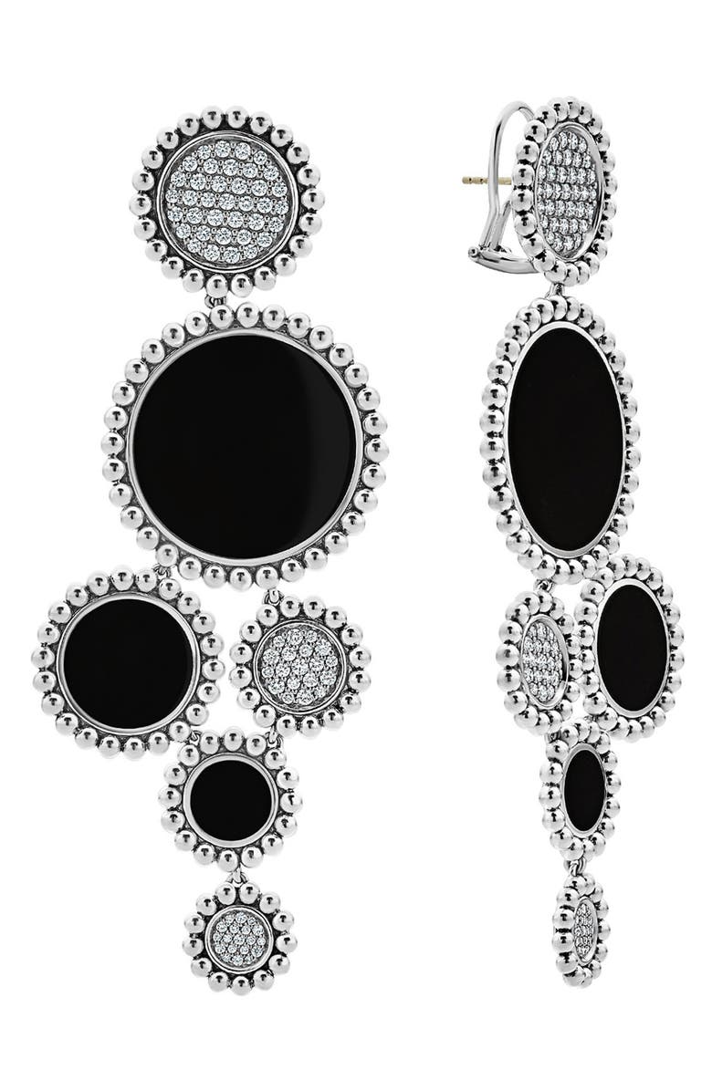 LAGOS Maya Diamond & Onyx Statement Drop Earrings, Alternate, color, Silver/ Onyx
