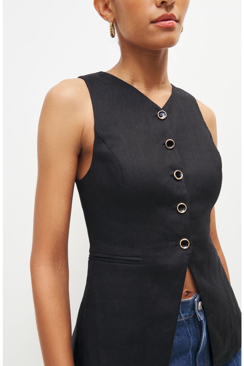 Sleeveless Linen Top, Alternate, color, BLACK