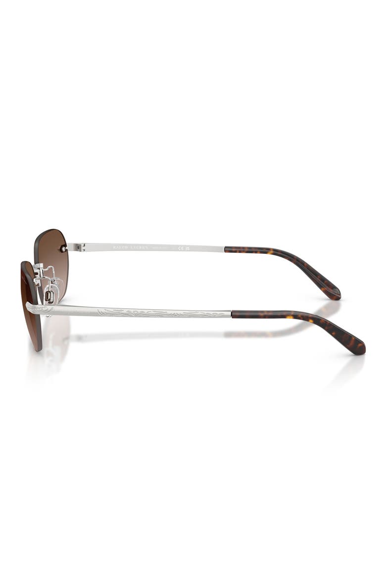59mm Rectangular Sunglasses, Alternate, color, SHINY SILVER / GRADIENT BROWN