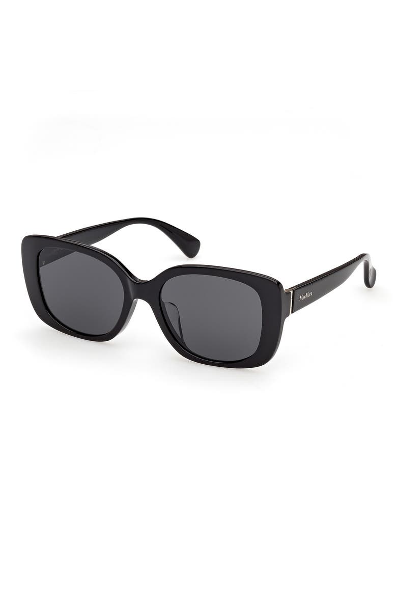 55mm Rectangular Sunglasses, Alternate, color, SHINY BLACK / SMOKE