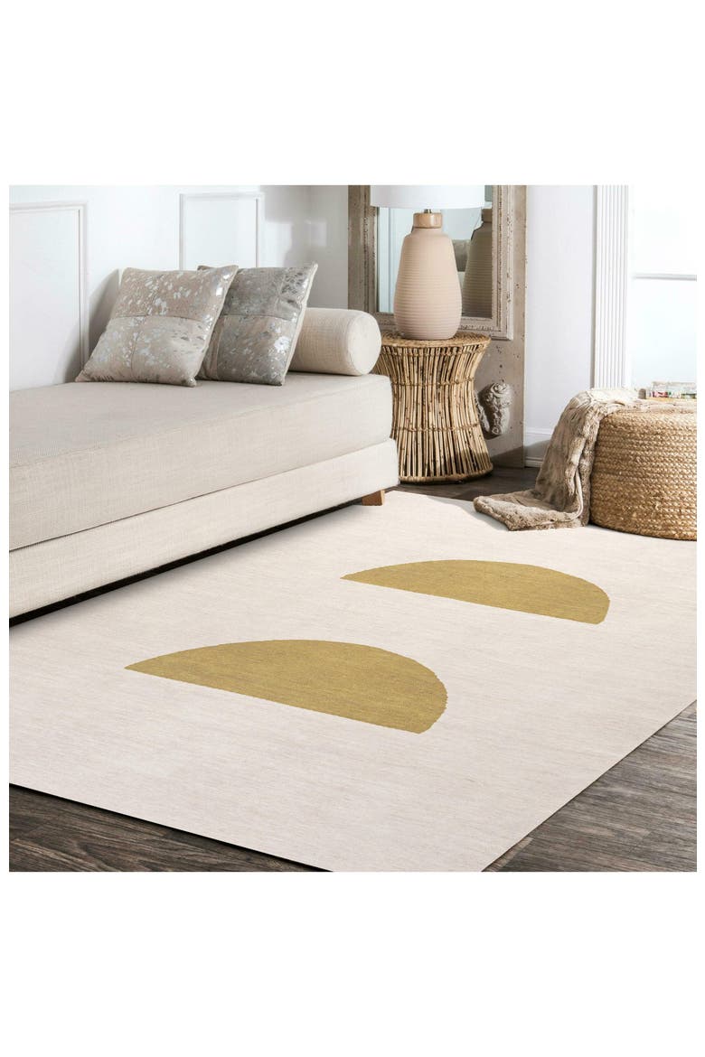 Luola Minimalist Geometric Machine-Washable Area Rug, Alternate, color, Cream/Moss