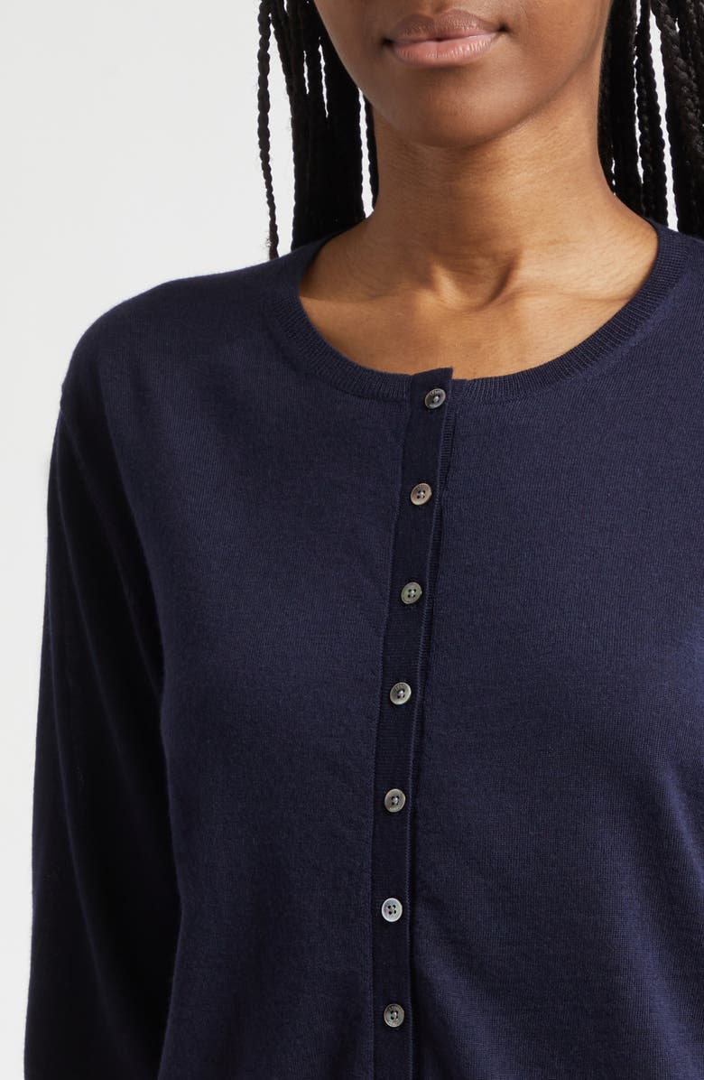 LESET James Merino Wool Crewneck Cardigan, Alternate, color, Midnight
