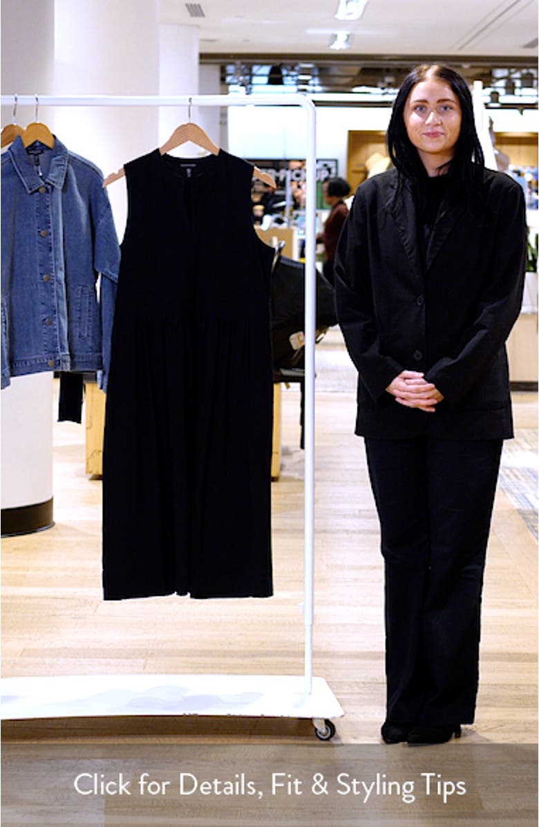 Split Neck Textured Stretch Cotton Dress, sales video thumbnail